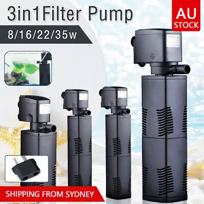 $30.99 • Buy ECO 3 In 1 Fish Tank Aquarium Submersible Water Power Filter Pump 600-1600L/H AU