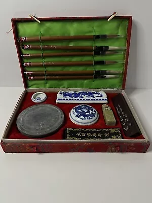 Vintage Chinese Calligraphy Set Old Writing Box Kit China - CIB IN BOX • $30