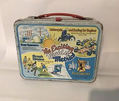Vintage Metal Lunchbox  The Exciting World Of Metrics From 1976. • $17