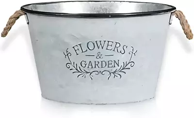 Galvanised Oval Metal Planter Galvanised Trough Planter Plant Flower Pot Garden • £29.99