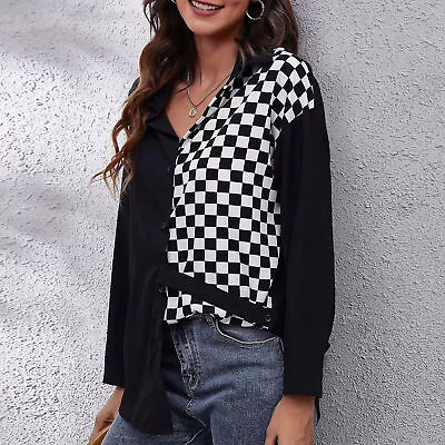 (XL)Office Blouse Women Shirt Lapel Long Sleeve Comfortable For Travel • $14.71