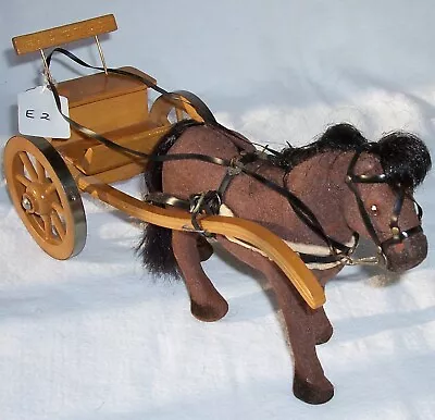 Vintage STEHA Lieha Harness Horse Cart Toy Germany Flock Toy Sm Model Wheels #E2 • $89.99