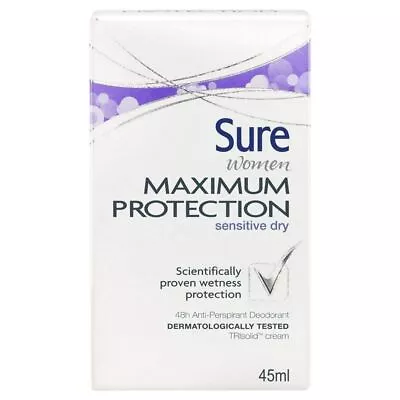 £9.70 • Buy Sure Women Maximum Protection Anti-Perspirant Deodorant Sensitive Dry Cream 45ml