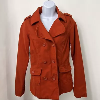 Mossimo Jacket Women's Small Button Down Long Sleeve Orange Corduroy Lined • $9.50