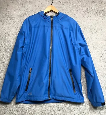 Dry-Duck Jacket Mens Large Blue Waterproof Packable DDX Nylon Hooded Rain Coat • $14.05