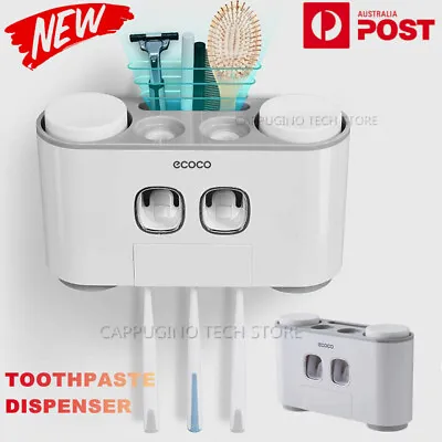 Handfree Toothbrush Holder Automatic Toothpaste Dispenser Set 5 Holder 4 Cup AU • $21.14