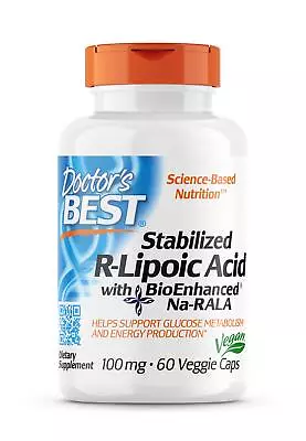 Doctor's Best Stabilized R-Lipoic Acid BioEnhanced Na-RALA 100mg 60 Veg Capsules • £28.12