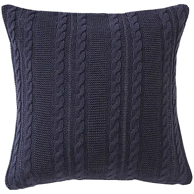 VCNY Home Dublin Cable Knit Square Decorative Throw Pillow 18  X 18  Navy Blue • £29.01