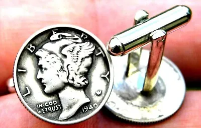 $89.90 • Buy Cuff Link Authentic 1939 1940 1941 1942 1943 1944 1945 Silver Mercury Dime Coin