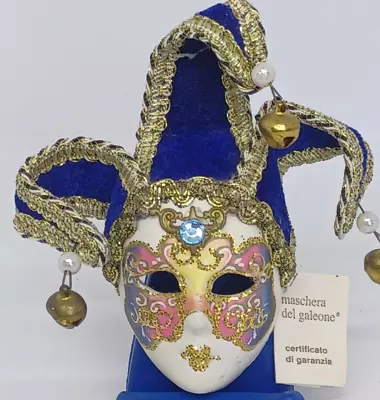 La Maschera Del Galeone 7 Inch Hand Made Venice Italy Mask Handmade Blue • $19.86