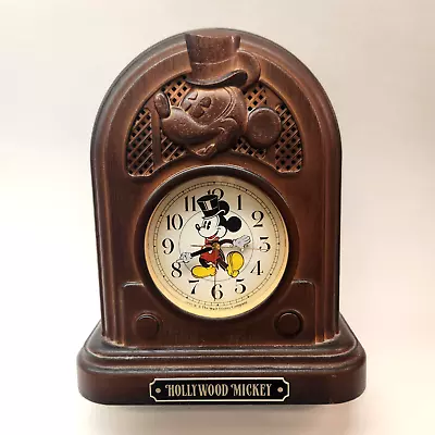 Vintage Disney Alarm Clock Seiko Quartz Talking Hollywood Mickey Mouse Faux Wood • $29.99