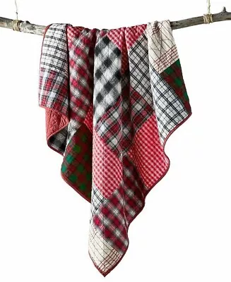 Martha Stewart Collection Patchwork Quilted Throw 50  X 60  Red Plaid $120 • $59.95