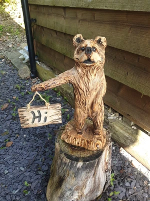 £74.99 • Buy Chainsaw Carved   Bear With Sign