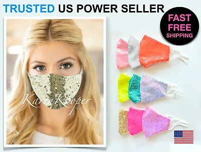 Fashion Party Face Mask Bling Sequin Wedding Shiny Sparkly Glitter Washable USA • $11.95