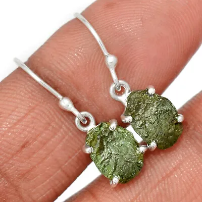 Natural Genuine Czech Moldavite 925 Sterling Silver Earrings Jewelry CE20752 • $39.99