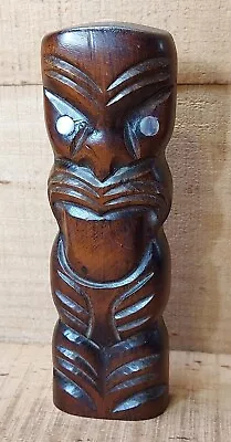 Maori Tiki Vintage Wood Statue Carving New Zealand 6  Tall B12 • $26.16