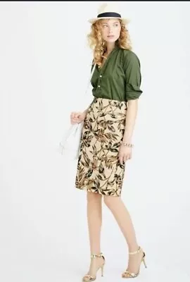 Sz 10 J. Crew Gold Foil Leaf Pencil Skirt • $19.99