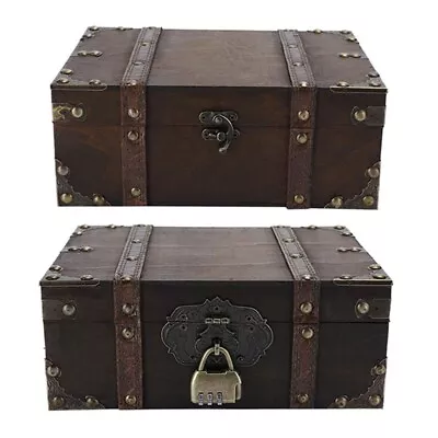 Antique Vintage Wooden Treasure Chests Storage Box Jewellery Trinket Keepsake • $29.90