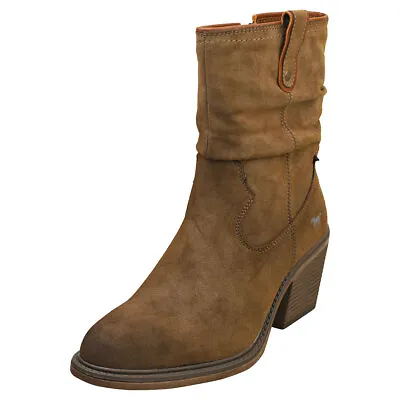 Mustang Side Zip Cowboy Womens Brown Ankle Boots - 5 UK • £45.49