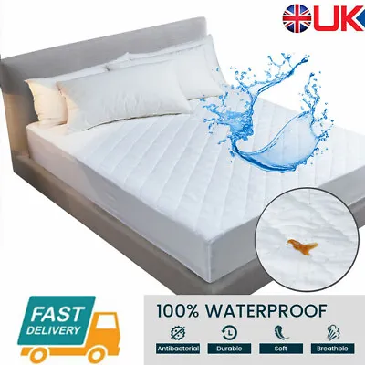 £22.99 • Buy Waterproof Mattress Pad Cover Anti Mites Bed Sheet Protector Quilted Deep 30 Cm