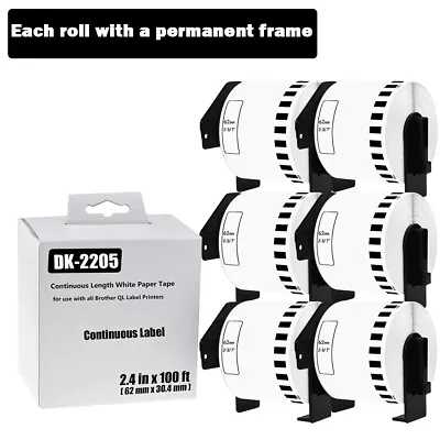 6ROLL Shipping Parcel Label 2-3/7 X100' Compatible Brother QL580N 710W DK-2205 • $38.99