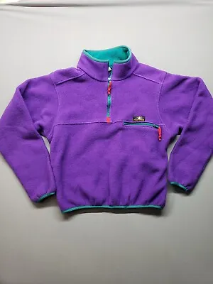 Sierra Designs Fleece USA Made 1/4 Zip Mens Small Purple Teal Pink 80s Vintage • $46.99