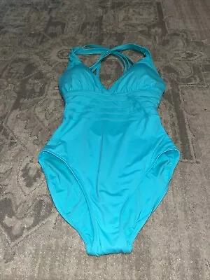 New Women’s La Blanca Blue‎ Tummy Control Padded Cups One Piece Swimsuit Sz 10 • $45