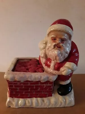 Napco Santa Claus Going Down Chimney Ceramic Planter Made In Japan Retro / MCM • $9.95