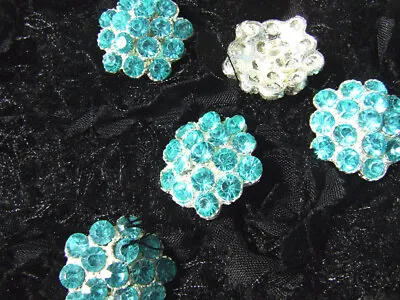 Metal Buttons 24 Mm Aqua Diamante Embellished Buttons • £5.19