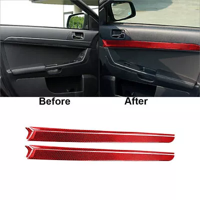 6Pcs Red Carbon Fiber Door Panel Cover Trim For Mitsubishi Lancer 2008-2015 • $39.96
