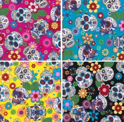 Halloween Fabric 100% Cotton Poplin Fabric Rose & Hubble Sugar Day Of The Dead • £7.25