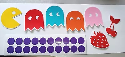 PACMAN GHOST FRUIT Sticker Set Decal Vinyl Retro Handmade Cute Gamer Classic • £4