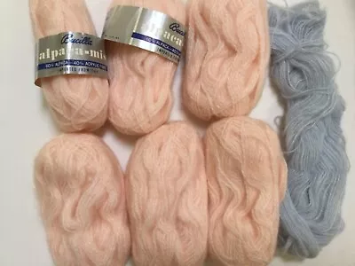 Lot Of 6 Vintage Bucilla Alpaca Mist Knitting Yarn Skeins Color Light Pink • $17.95