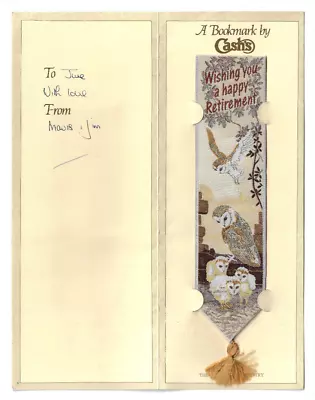 £13.99 • Buy Cash's Woven Silk Bookmark Barn Owl Birds Wishing A Happy Retirement Gift