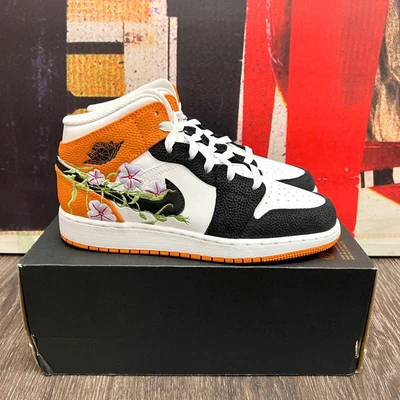 $100 • Buy Size 6Y Nike Air Jordan 1 Mid SE GS Basketball Cherry Blossom Floral DQ8390 100