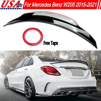 Fit For Mercedes Benz W205 C200 C300 C43 AMG 15-21 Rear Trunk Spoiler Wing Black • $75.04