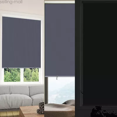 100% Blackout Roller Shades Window Curtains No Drill Door Blind Light Blocking • $15.94