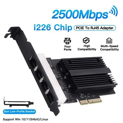 4 Port Gigabit NIC For Intel I226 Gigabit Ethernet PCI-E To RJ45 Network Adapter • $66.99