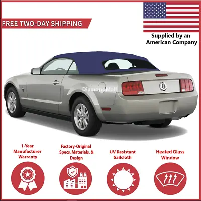 2005-14 Ford Mustang Convertible Soft Top W/ DOT Approved Heated Glass BLUE • $350.10