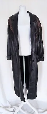 Avanti Mixed Leather Full Length Vintage Leather Trench Coat Size XS • $99.99