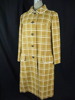 PHILLIPE VENET/ELIZABETH ARDEN Vtg 60s Camel/Ivory Wool Mod Coat-Bust 40/S-M • $899.98