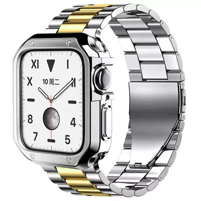 $19.99 • Buy Stainless Steel Metal Strap Band Case For Apple Watch Series 7 6 5 4 321 38-45mm