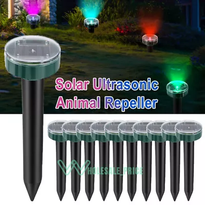 Solar Ultrasonic Animal Repellent With LED Dog Cat Skunk Deer Raccoon For Garden • $16.09