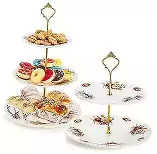  Set Of 2 Porcelain Cupcake Stand 3 Tier And 2 Tier Ceramic Dessert Cake  • $46.97