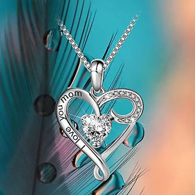 Classic 925 Silver Mom Necklace Pendant For Women Cubic Zirconia Jewelry • $2.47