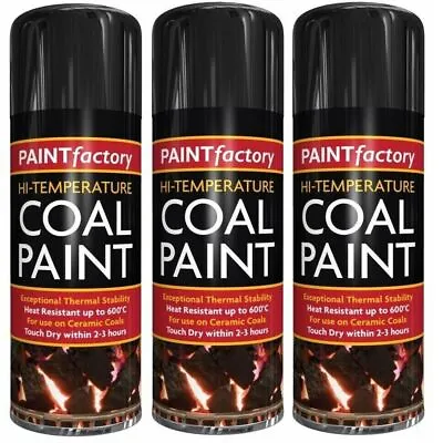 400ml Black High Temperature Heat Resistant Coal Spray Paint Gas Fire 600°c • £50.99