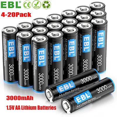 EBL 4-20Pcs 3000mAh 1.5V AA Lithium Batteries Constant Volt Double A Battery LOT • $11.79