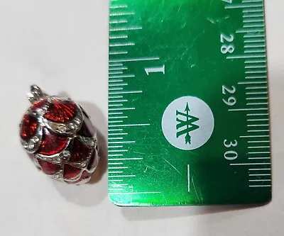 Faux Faberge Red And Diamante Enamel Egg Pendant For Necklace Charm Bracelet • $8