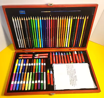 Faber Castell Wooden Box 28 Colored Pencils 7 Watercolor 18 Oil Pastel • $99.95