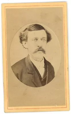 CIRCA 1880'S CDV Man With Mustache Wearing Suit And Tie JS Aunspach Pillow PA • $12.99
